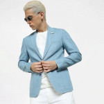 Men Single-Breasted Slim-Fit Cotton Blazers