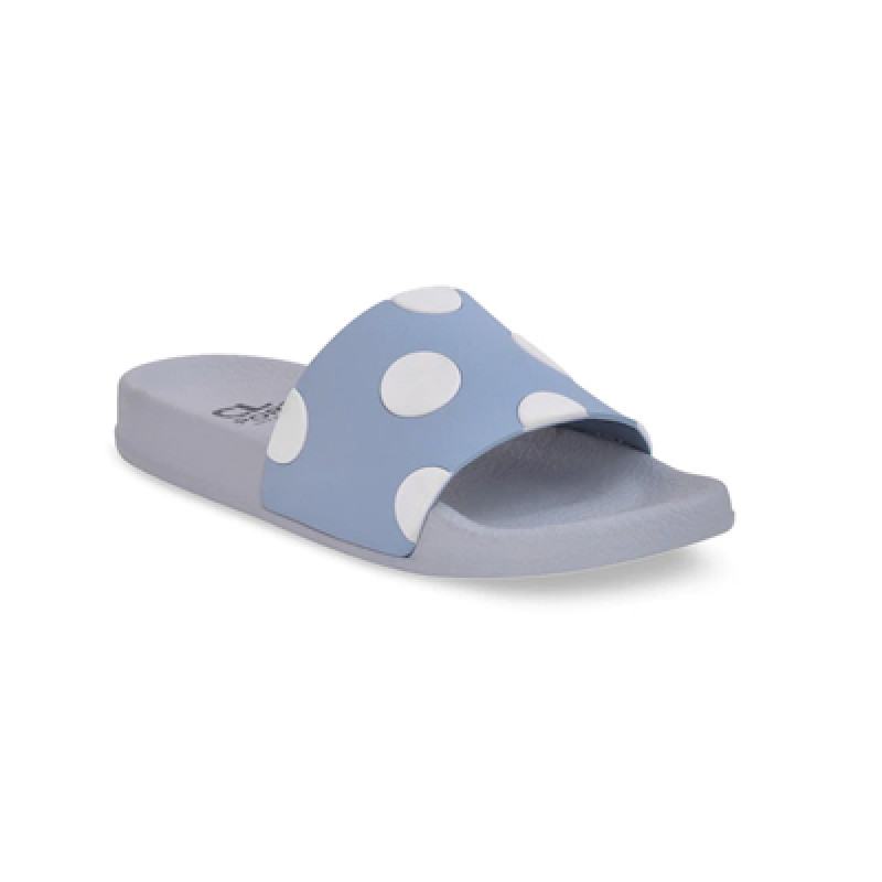 Women Blue & White Printed Sliders