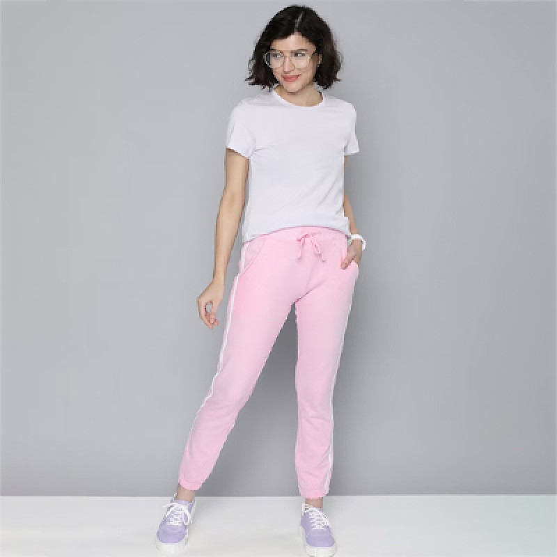 Women Pink Side Striped Joggers