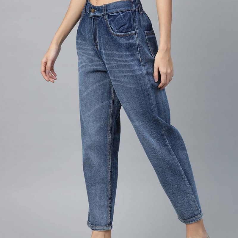 Women Blue Pure Cotton Relaxed Fit High-Rise Clean Look Cropped Jeans