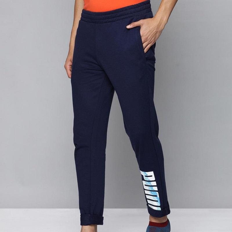 Men Navy Blue Printed dryCELL Slim Fit Track Pants