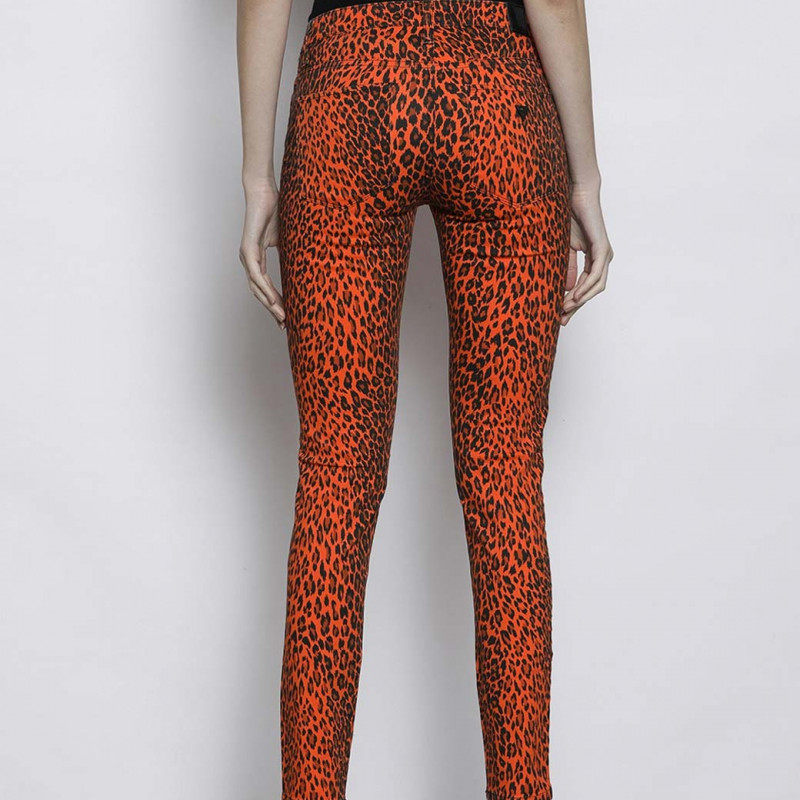 Women Red & Black Skinny Fit Animal Printed Stretchable Jeans